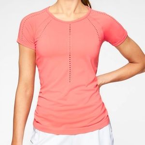Athleta foothill tee shirt sleeve workout shirt coral pink small